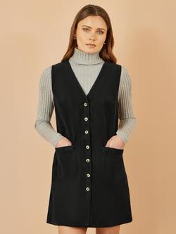 Yumi Corduroy Pinafore Dress, Black