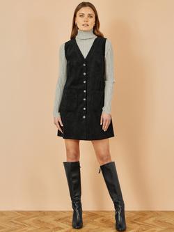 Yumi Corduroy Pinafore Dress - view 2, Black