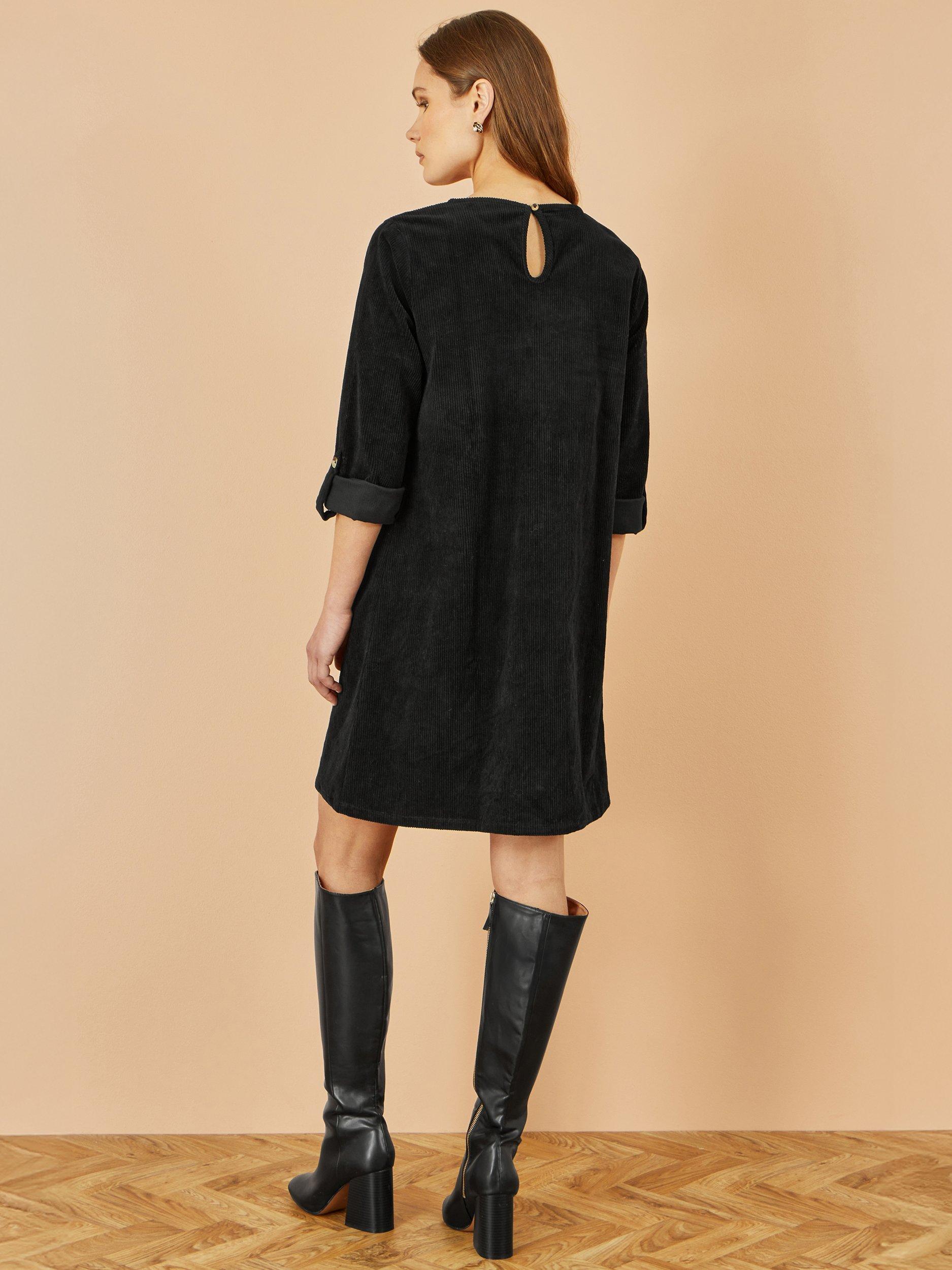 Product image 3 of 4, which shows Yumi Corduroy Tunic Mini Dress, Black, 8