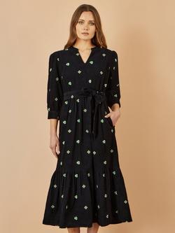 Yumi Floral Corduroy Midi Dress, Black, Black