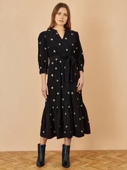 Yumi Floral Corduroy Midi Dress, Black - view 2, Black