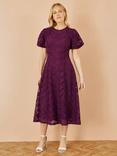 Yumi Flared Lace Midi Dress, Burgundy
