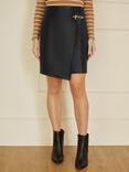 Yumi Wrap Faux Leather Skirt, Black