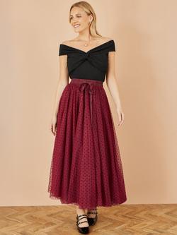 Yumi Tulle Mesh Skirt, Burgundy