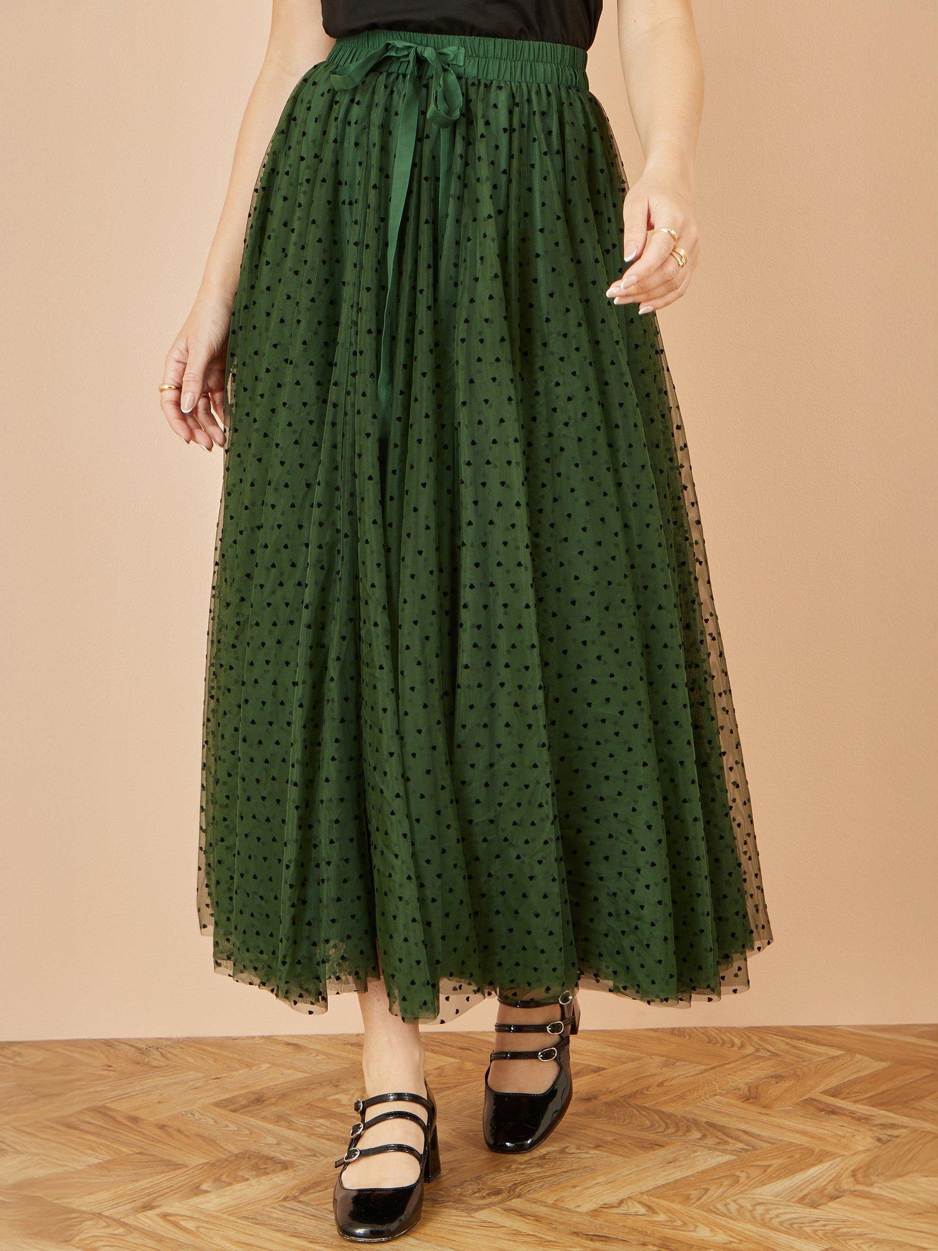 Product image 2 of 4, which shows Yumi Tulle Mesh Skirt, Green, 8