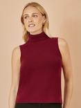 Yumi Roll Neck Sleeveless Jumper, Burgundy
