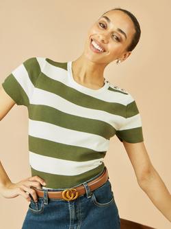 Yumi Stripe Knit Top, Green