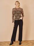 Yumi Leopard Print Mesh Top, Brown