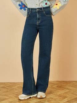 Yumi High Waist Wide Leg Jeans, Blue - view 2, Blue