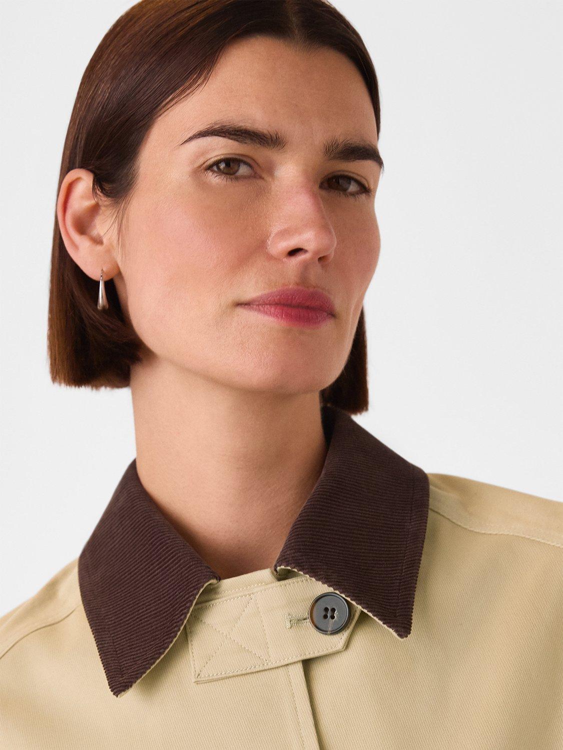 Product image 4 of 6, which shows Whistles Corduroy Collar Barn Jacket, Neutral, 6
