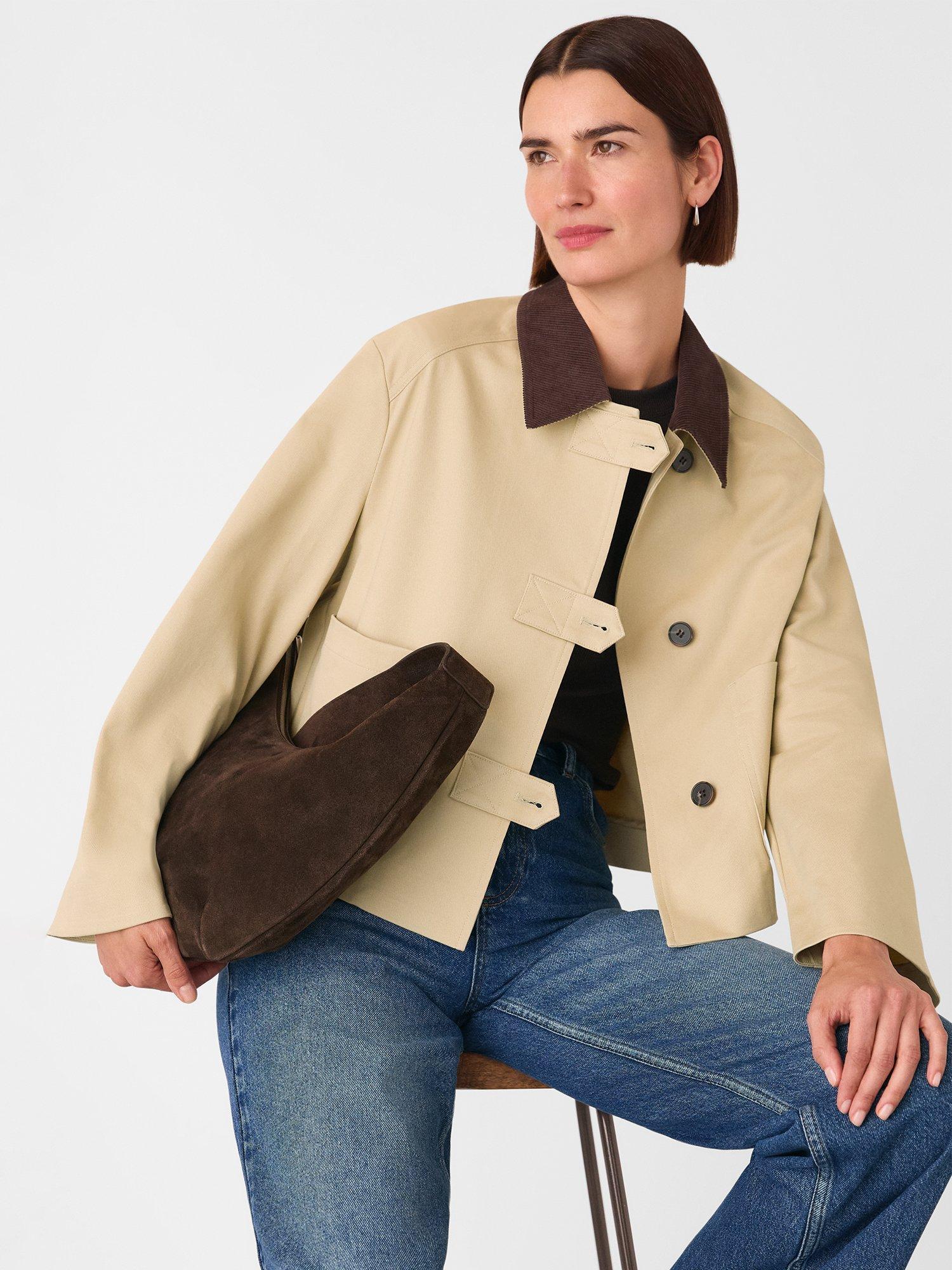 Product image 5 of 6, which shows Whistles Corduroy Collar Barn Jacket, Neutral, 6