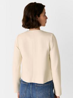 Whistles Petite Anne Ponte Button Jacket, Ivory - view 2, Ivory