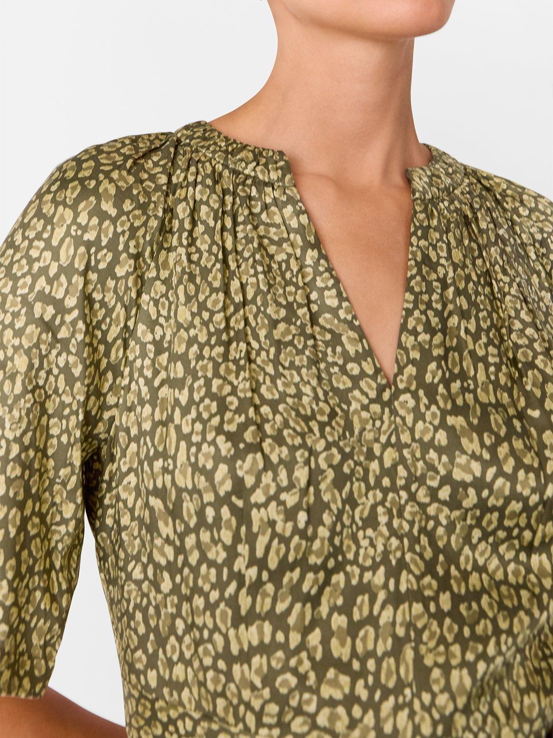 Product image 4 of 5, which shows Whistles Petite Leopard Print Midi Dress, Green/Multi, 6
