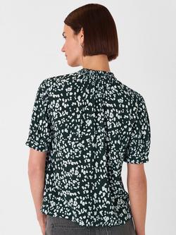 Whistles Spot Print Tie Neck Short Sleeve Blouse - view 2, Teal/Multi