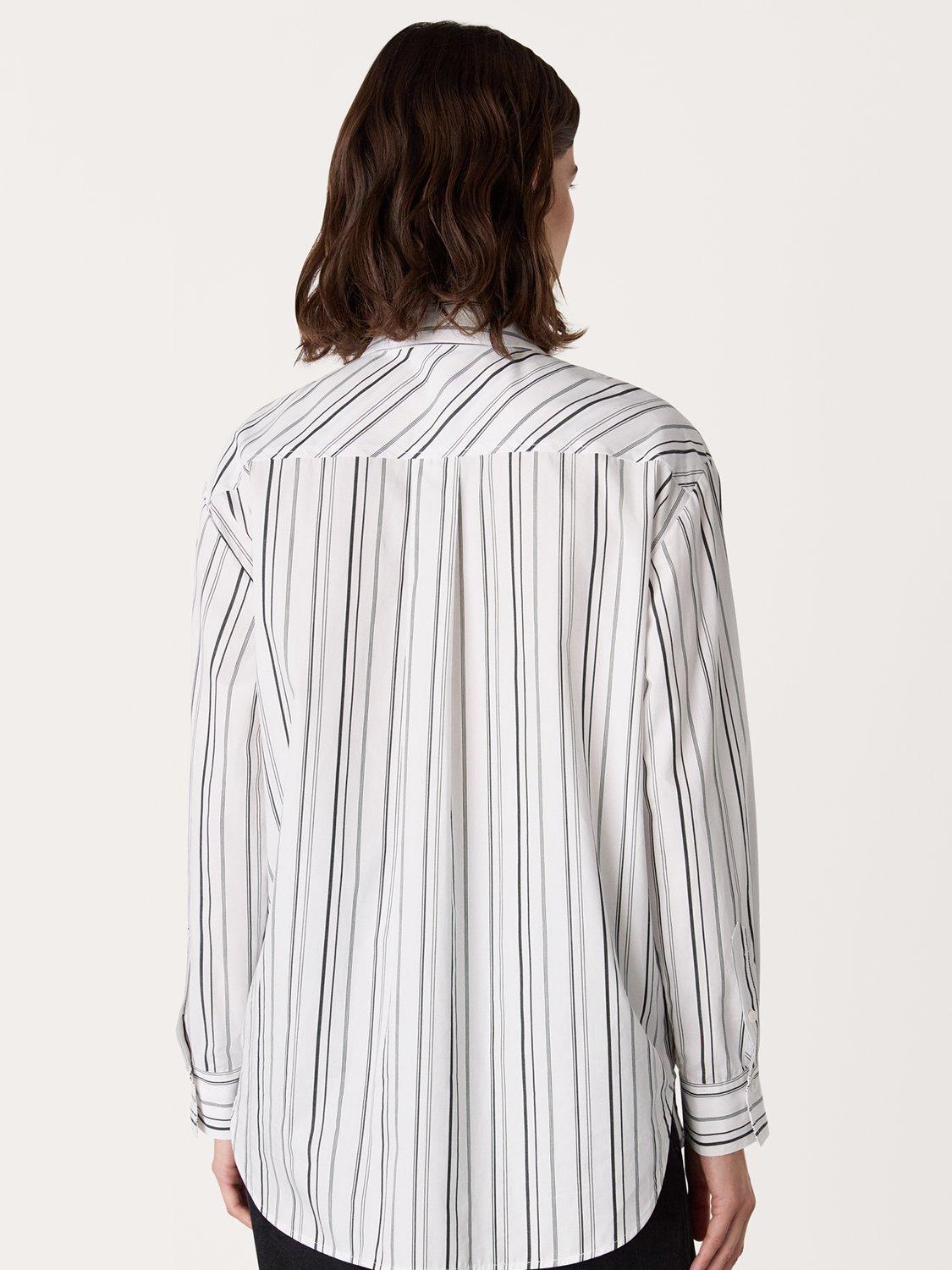Product image 2 of 5, which shows Whistles Mixed Stripe Relaxed Fit Shirt, White/Multi, 10