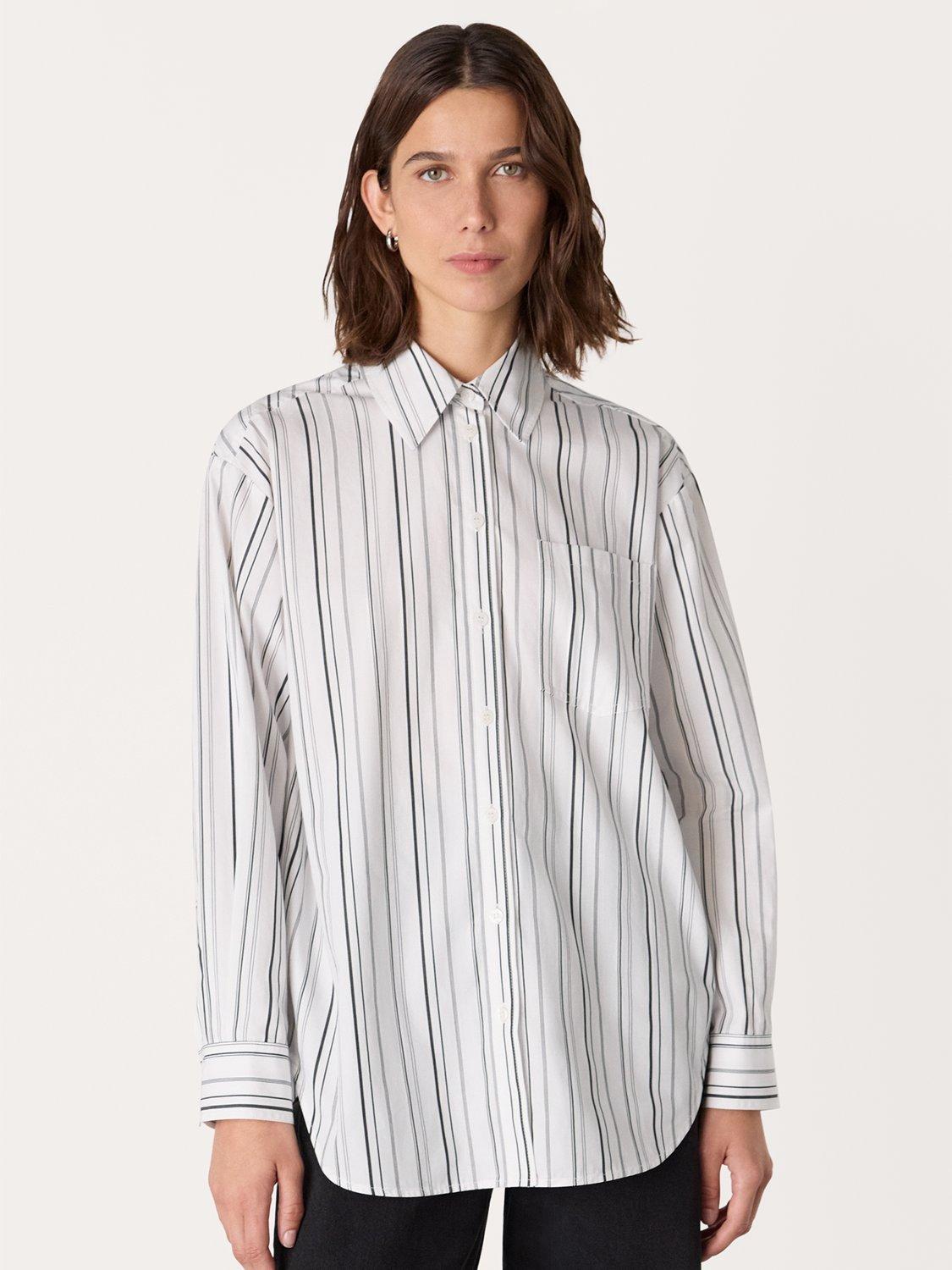 Product image 4 of 5, which shows Whistles Mixed Stripe Relaxed Fit Shirt, White/Multi, 10