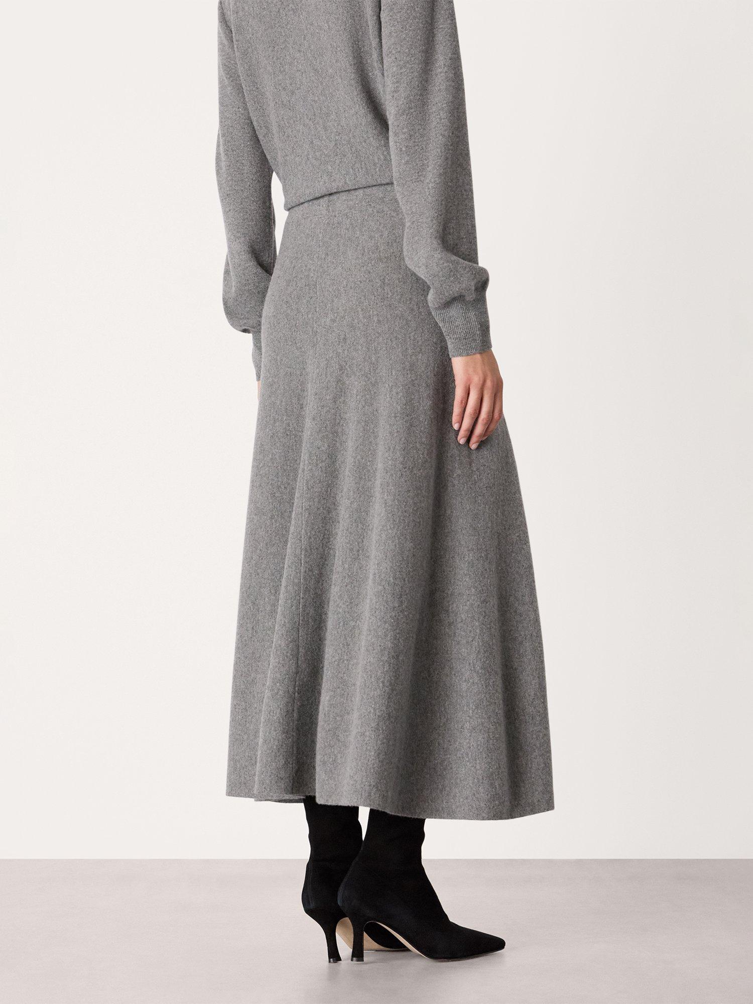 Product image 2 of 5, which shows Whistles Pure Wool Knitted Midi Skirt, Grey, XS