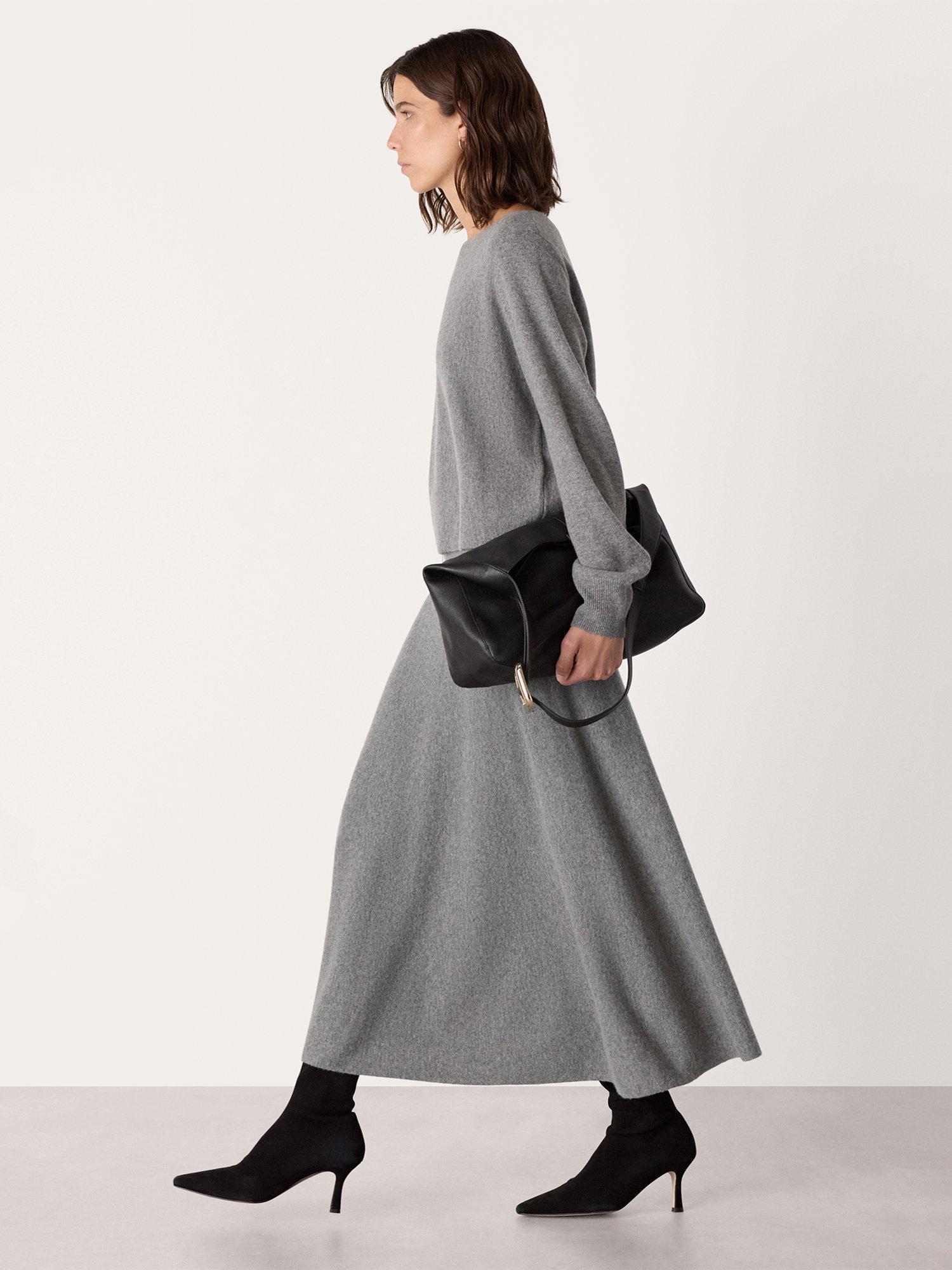 Product image 3 of 5, which shows Whistles Pure Wool Knitted Midi Skirt, Grey, XS