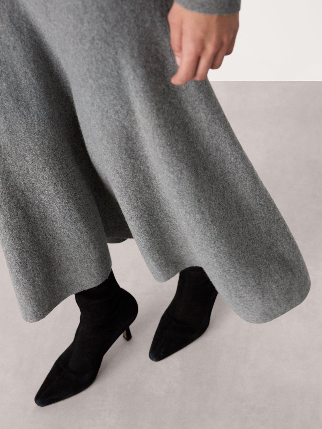 Product image 4 of 5, which shows Whistles Pure Wool Knitted Midi Skirt, Grey, XS