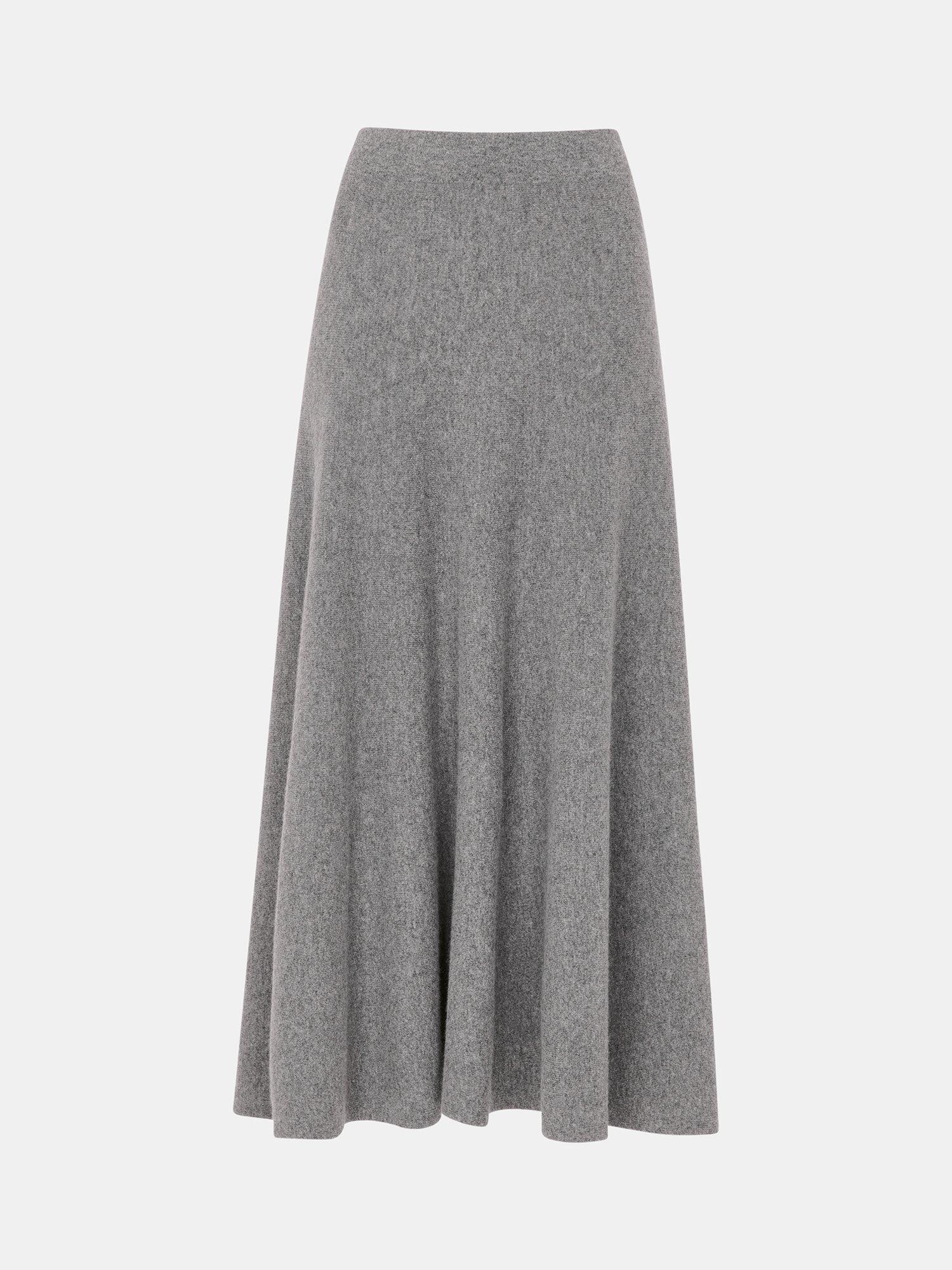 Product image 5 of 5, which shows Whistles Pure Wool Knitted Midi Skirt, Grey, XS