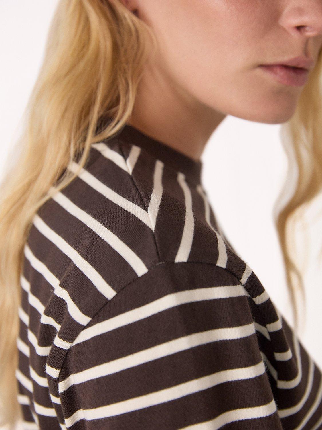 Product image 4 of 5, which shows Whistles Stripe Jersey Top, Brown/Multi, XS