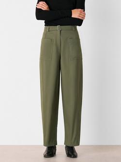 Whistles Belted Barrel Leg Trousers, Khaki