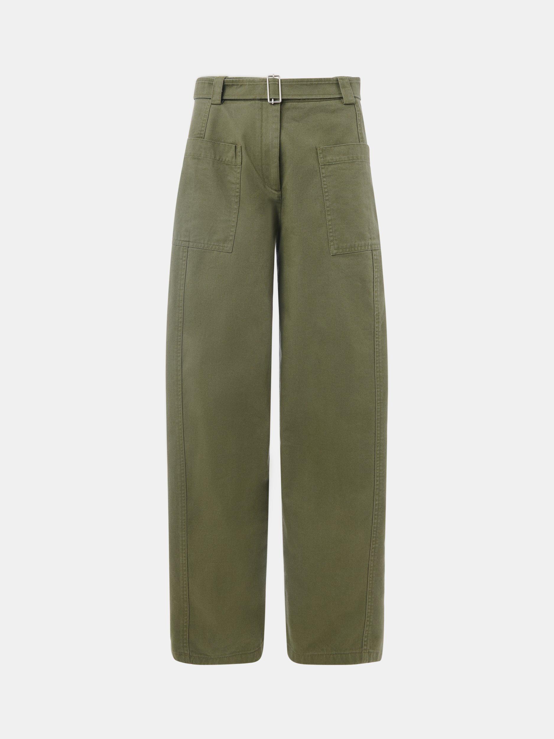 Product image 5 of 5, which shows Whistles Belted Barrel Leg Trousers, Khaki, 6
