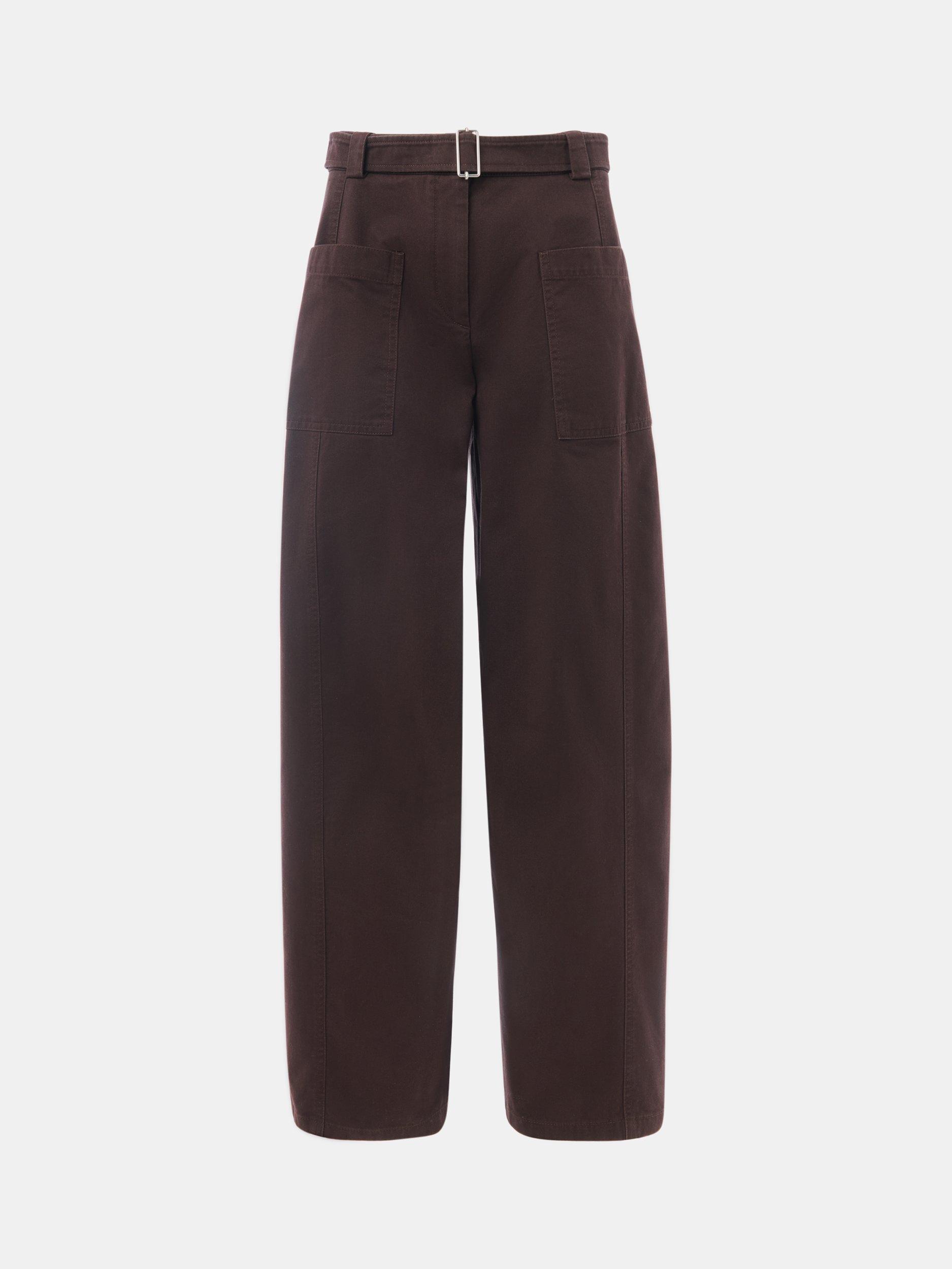 Product image 5 of 5, which shows Whistles Belted Barrel Leg Trousers, Brown, 6
