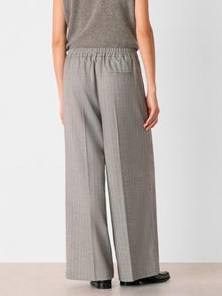 Whistles Herringbone Wide Leg Trousers, Grey - view 2, Grey