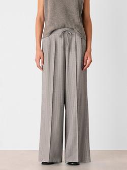 Whistles Petite Herringbone Wide Leg Trouser, Grey