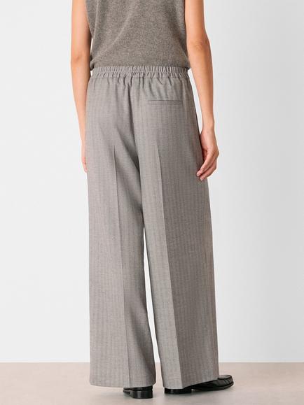 Whistles Petite Herringbone Wide Leg Trouser - view 2, Grey