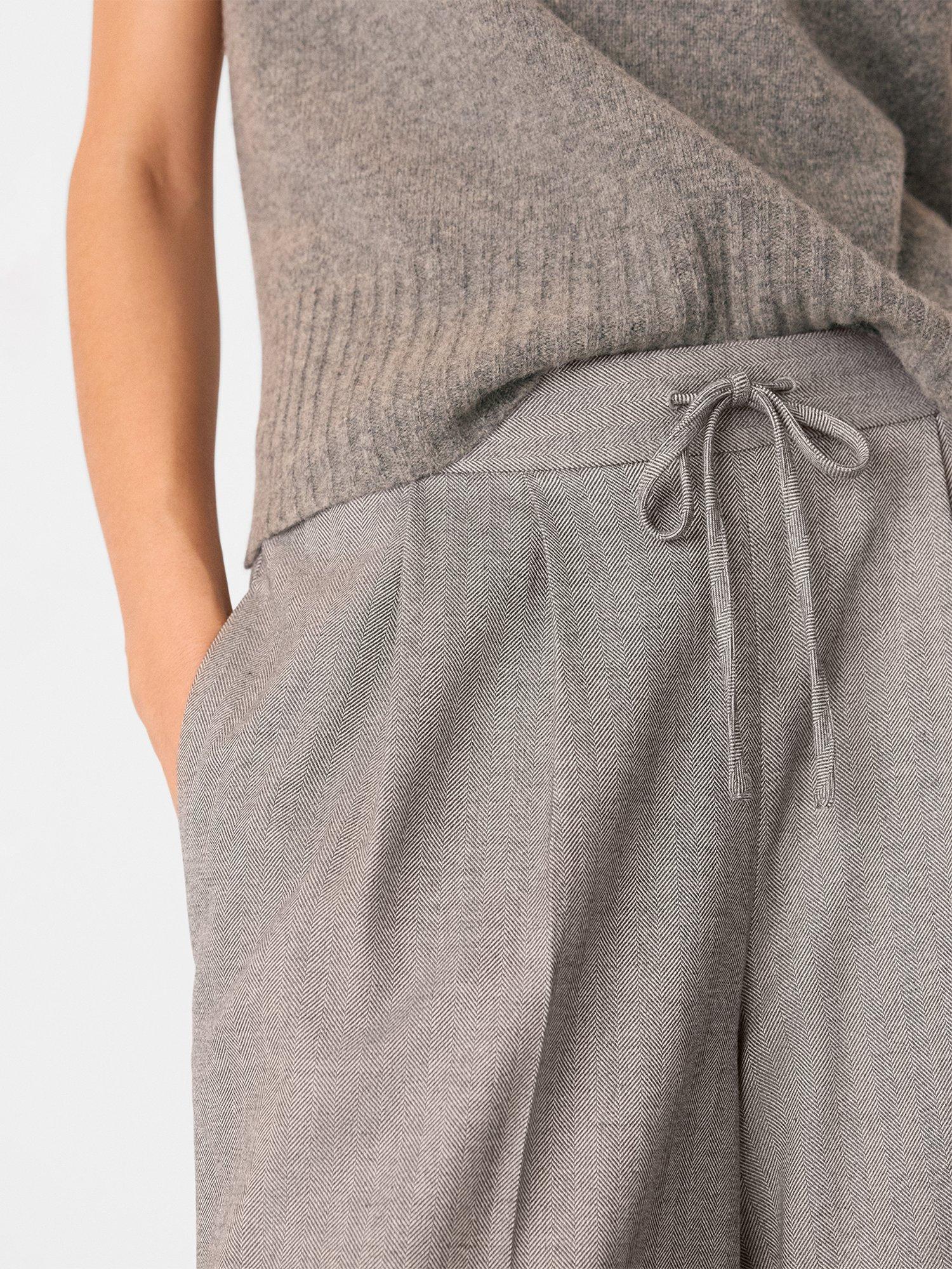 Product image 4 of 5, which shows Whistles Petite Herringbone Wide Leg Trouser , Grey, 10