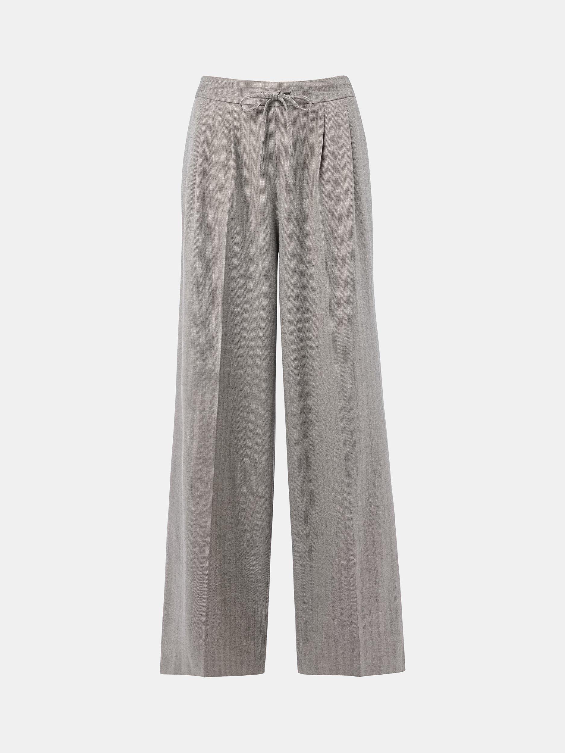 Product image 5 of 5, which shows Whistles Petite Herringbone Wide Leg Trouser , Grey, 10