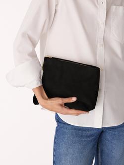 Whistles Avah Zip Top Suede Clutch Bag, Black - view 2, Black