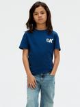 Calvin Klein Kids' CK Logo Cotton T-Shirt, Blue