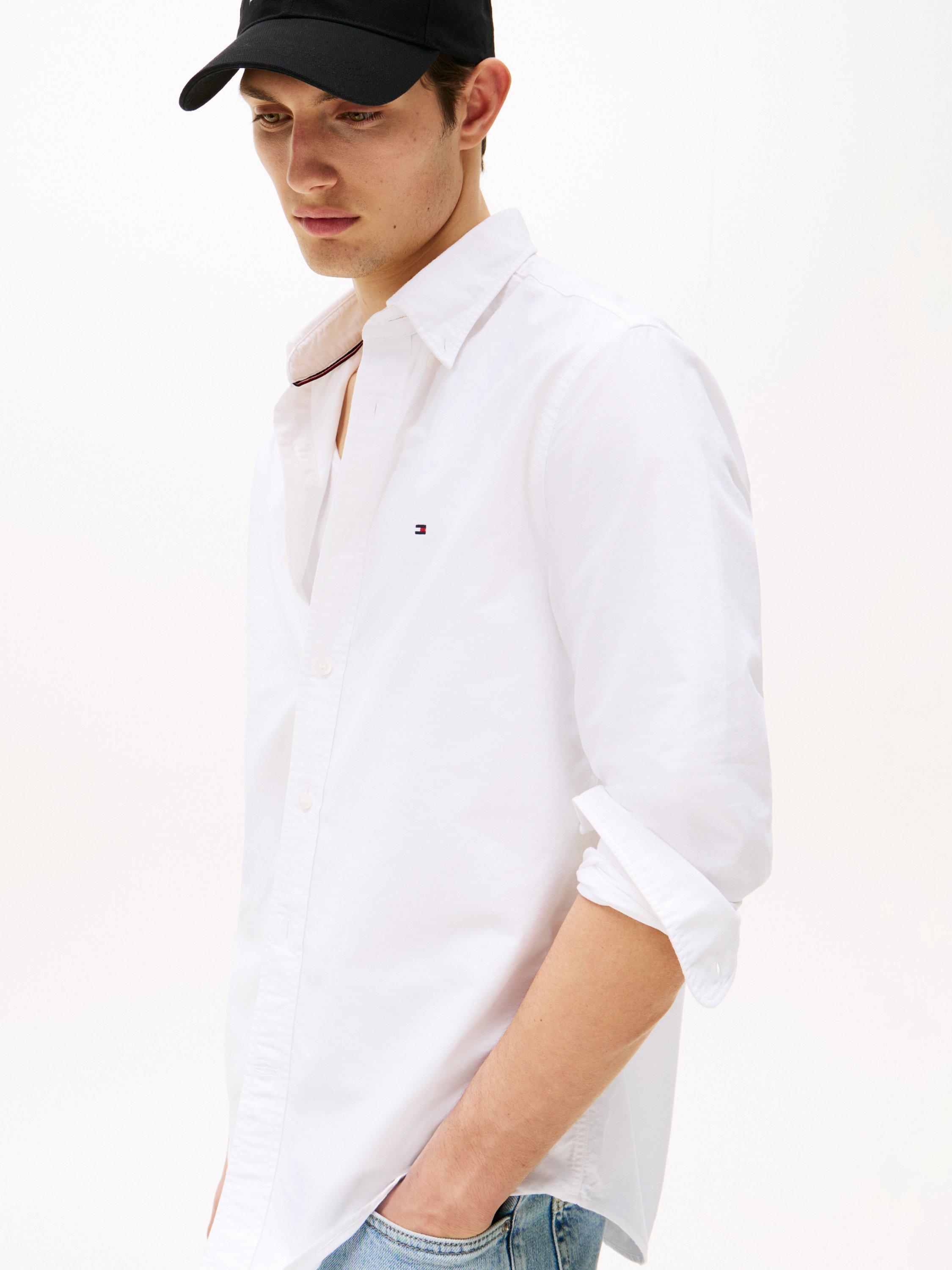 Product image 4 of 5, which shows Tommy Hilfiger Solid Heritage Oxford Cotton Shirt, Opthic White, XS