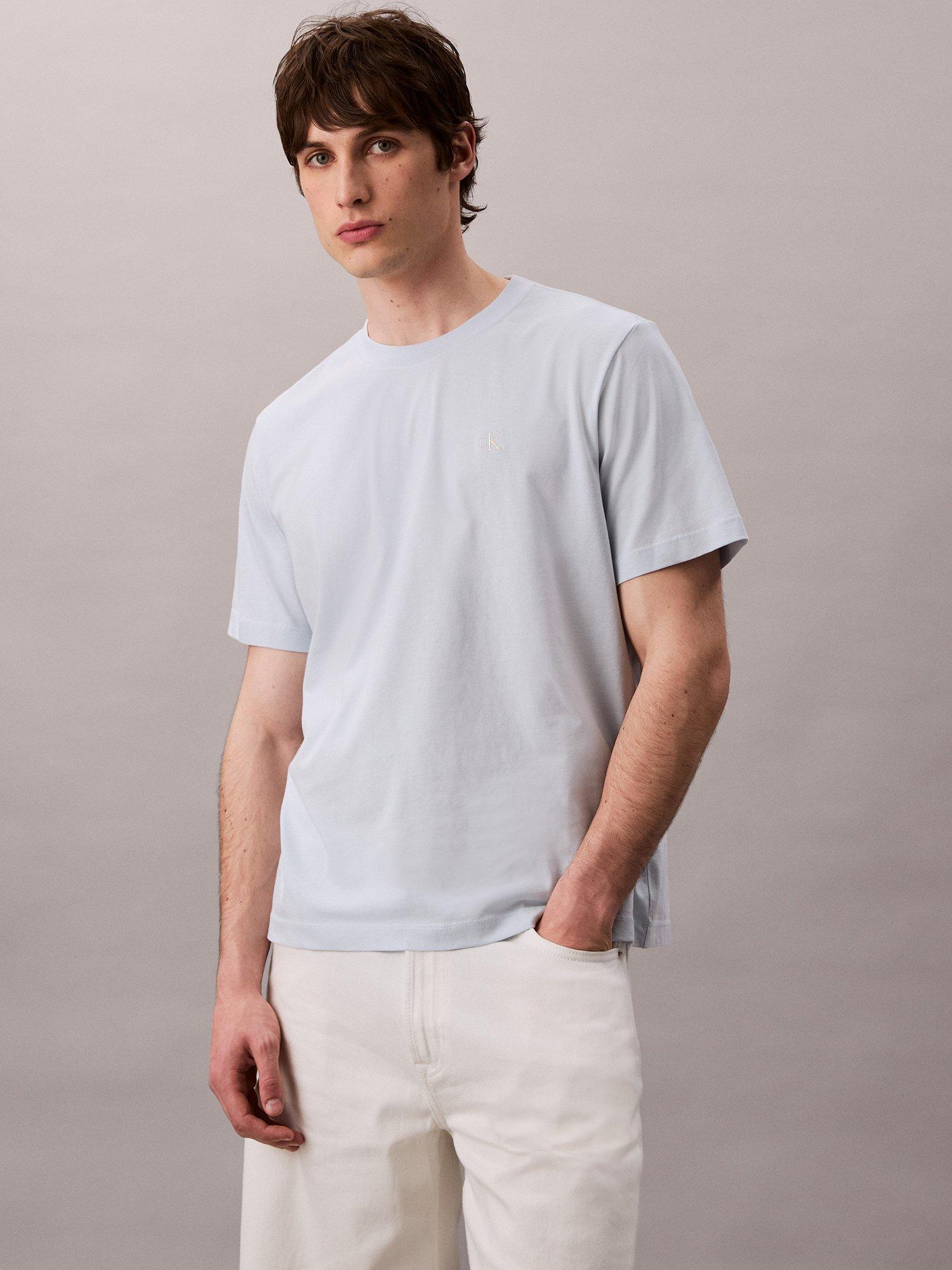 Product image 1 of 5, which shows Calvin Klein Cotton Monogram Short Sleeve Crew Neck T-Shirt, Plein Air, XS