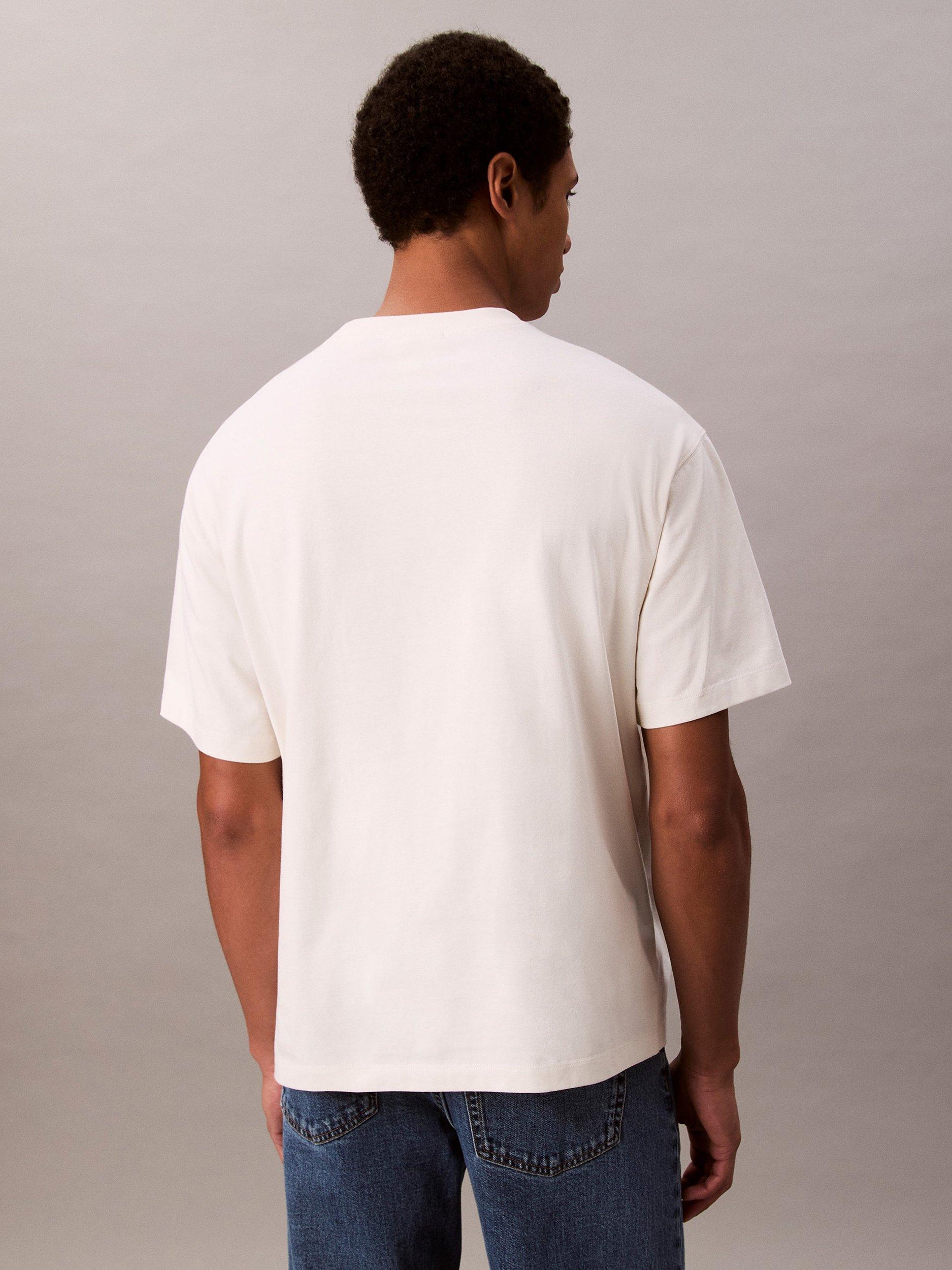 Product image 2 of 5, which shows Calvin Klein Embroidered Logo Cotton T-Shirt, Tofu, XS