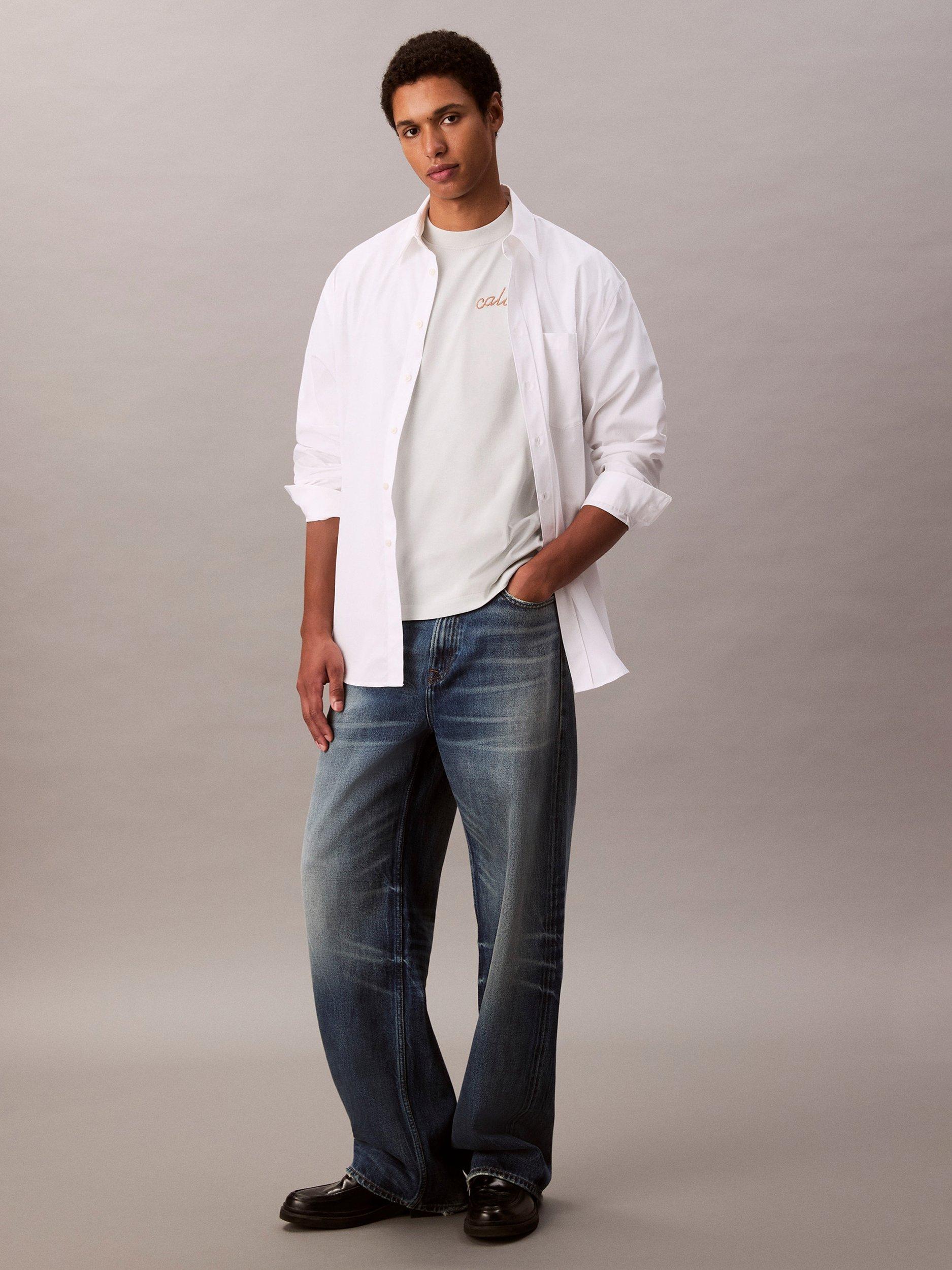 Product image 5 of 5, which shows Calvin Klein Embroidered Logo Cotton T-Shirt, Glacier, XS