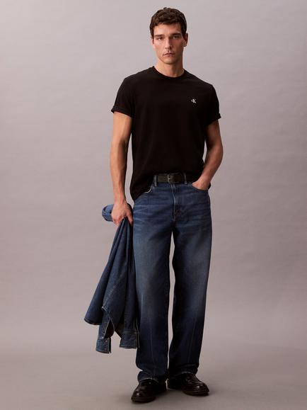 Calvin Klein Cotton Regular Fit Short Sleeve Monogram Logo T-Shirt, Black, Black