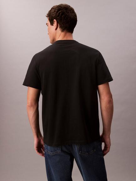 Calvin Klein Cotton Regular Fit Short Sleeve Monogram Logo T-Shirt, Black - view 2, Black