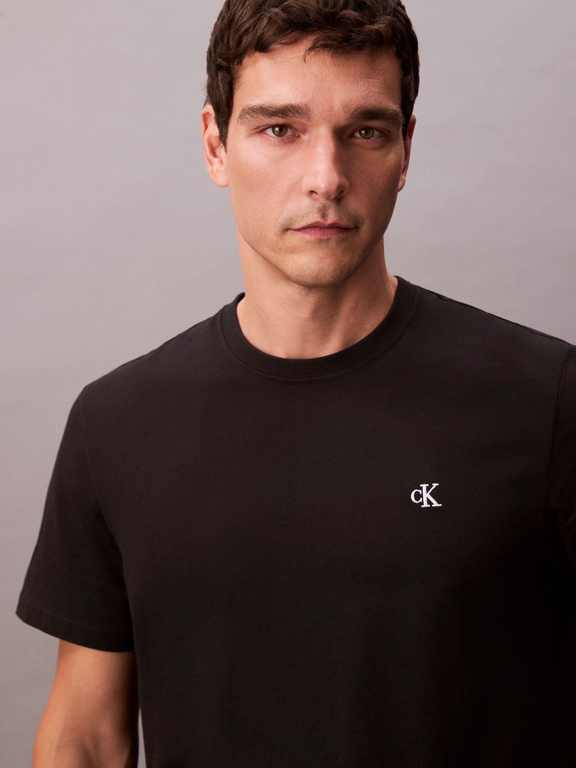 Product image 5 of 6, which shows Calvin Klein Cotton Regular Fit Short Sleeve Monogram Logo T-Shirt, Black, XS