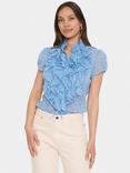 Saint Tropez Lilja Abstract Crinkle Short Sleeve Shirt, Allure Ice