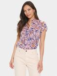 Saint Tropez Lilja Floral Crinkle Short Sleeve Shirt, Pink Nectar