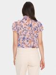 Saint Tropez Lilja Floral Crinkle Short Sleeve Shirt, Pink Nectar