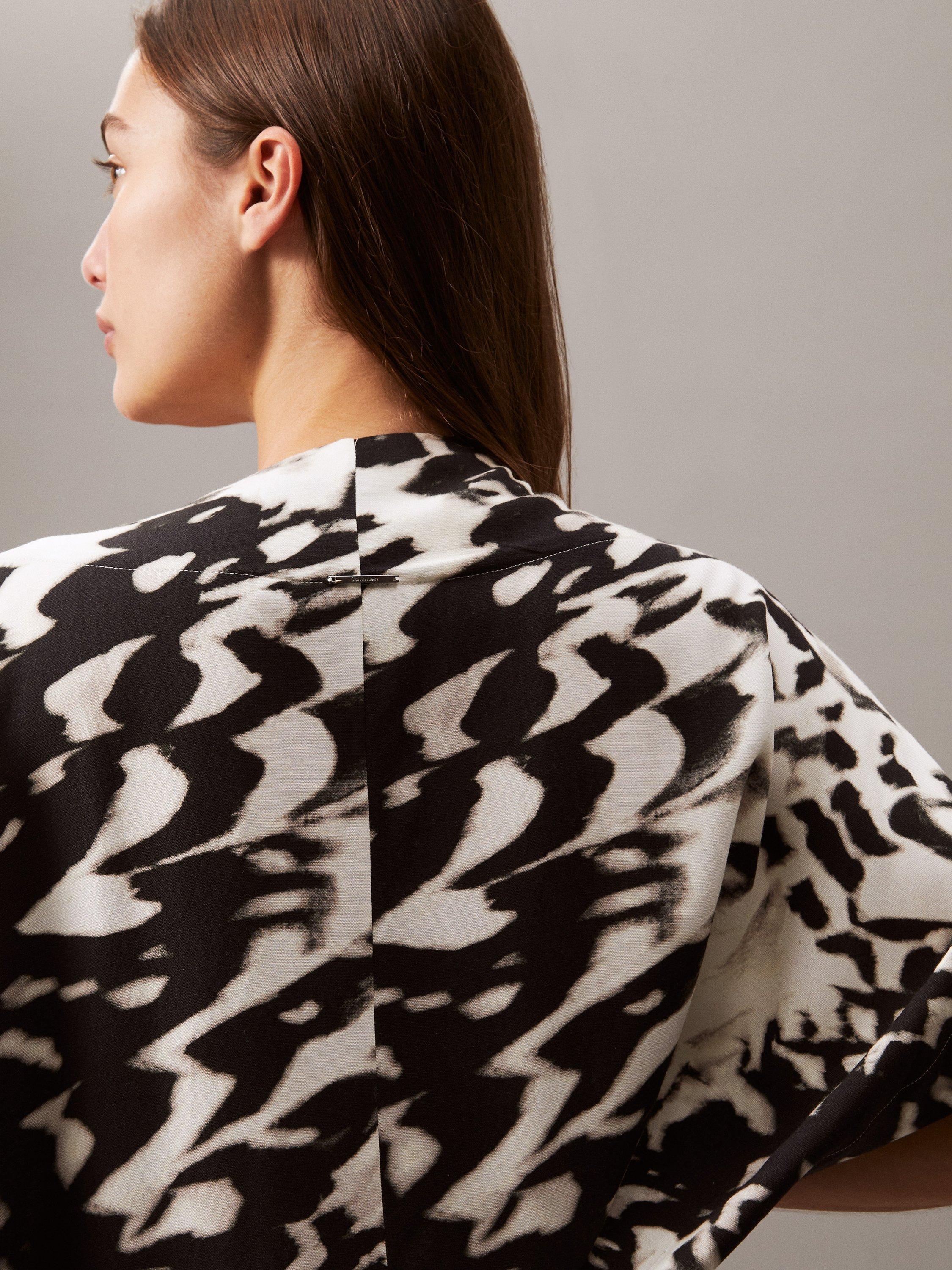 Product image 4 of 5, which shows Calvin Klein Viscose Linen Blend Kaftan, Shell/Black, XS