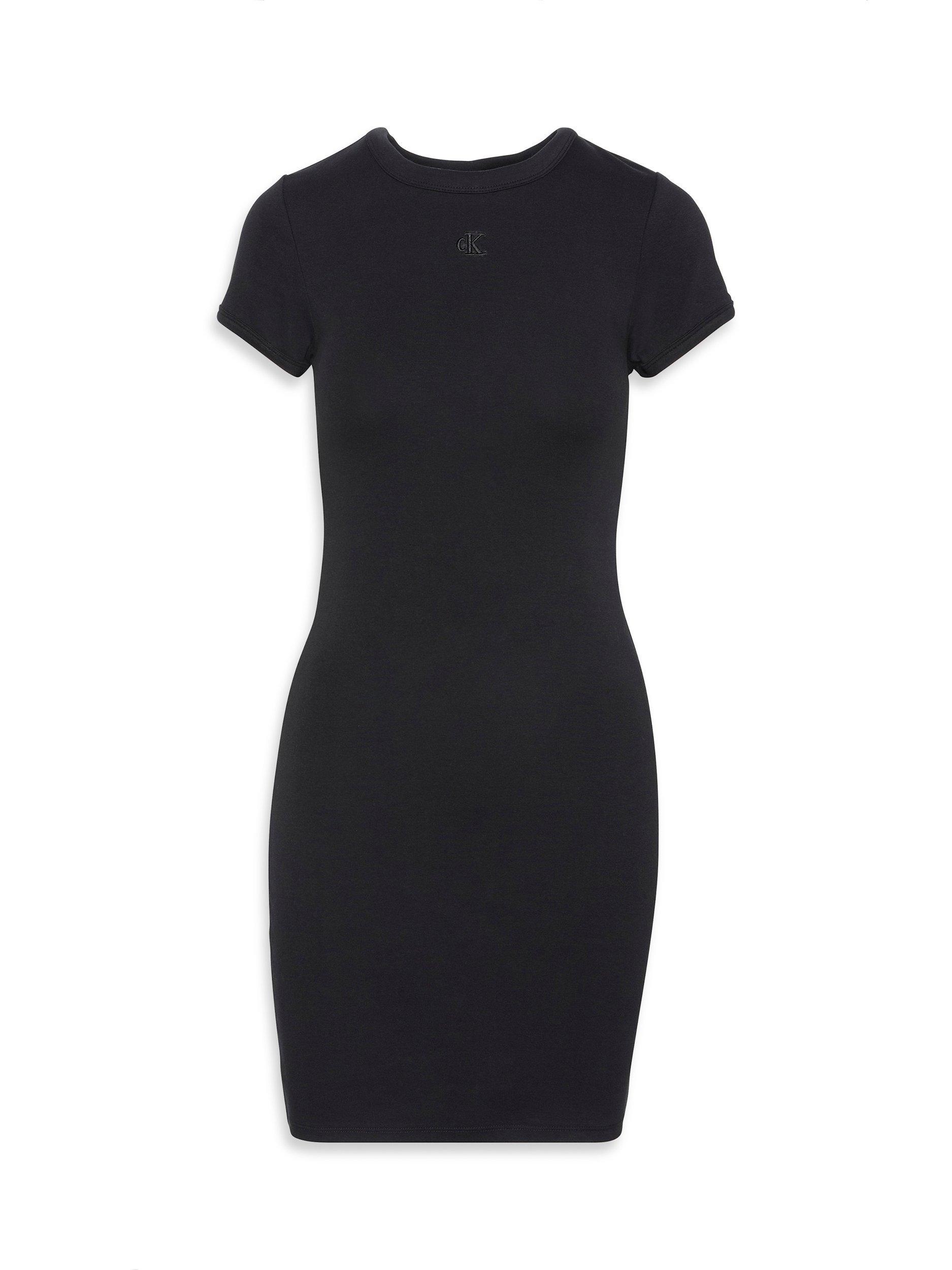 Product image 6 of 7, which shows Calvin Klein Contour Jersey T-Shirt Dress, Black, XXS