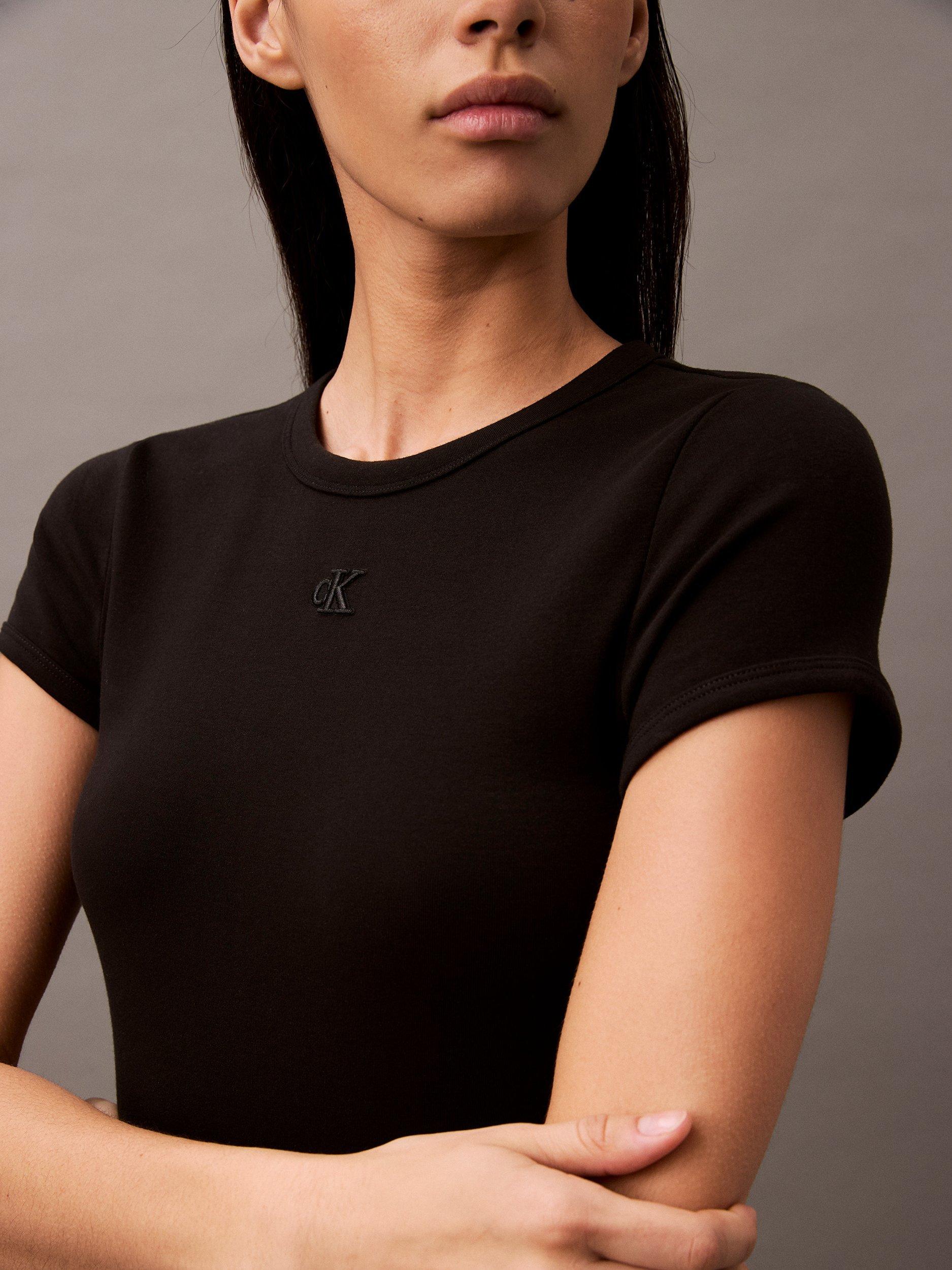 Product image 7 of 7, which shows Calvin Klein Contour Jersey T-Shirt Dress, Black, XXS
