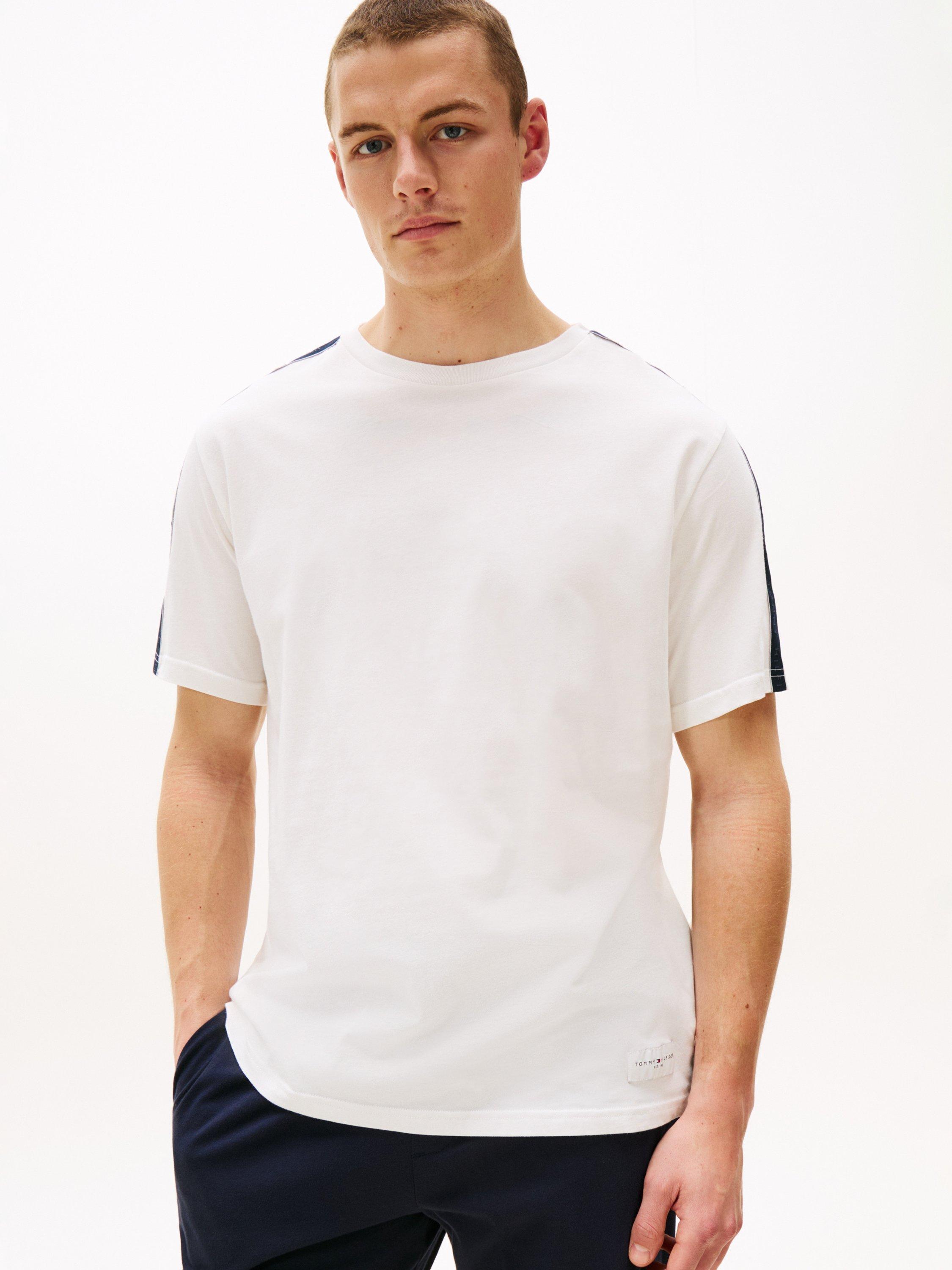 Product image 1 of 5, which shows Tommy Hilfiger Cotton Regular Fit Short Sleeve Logo T-Shirt, Ecru, S
