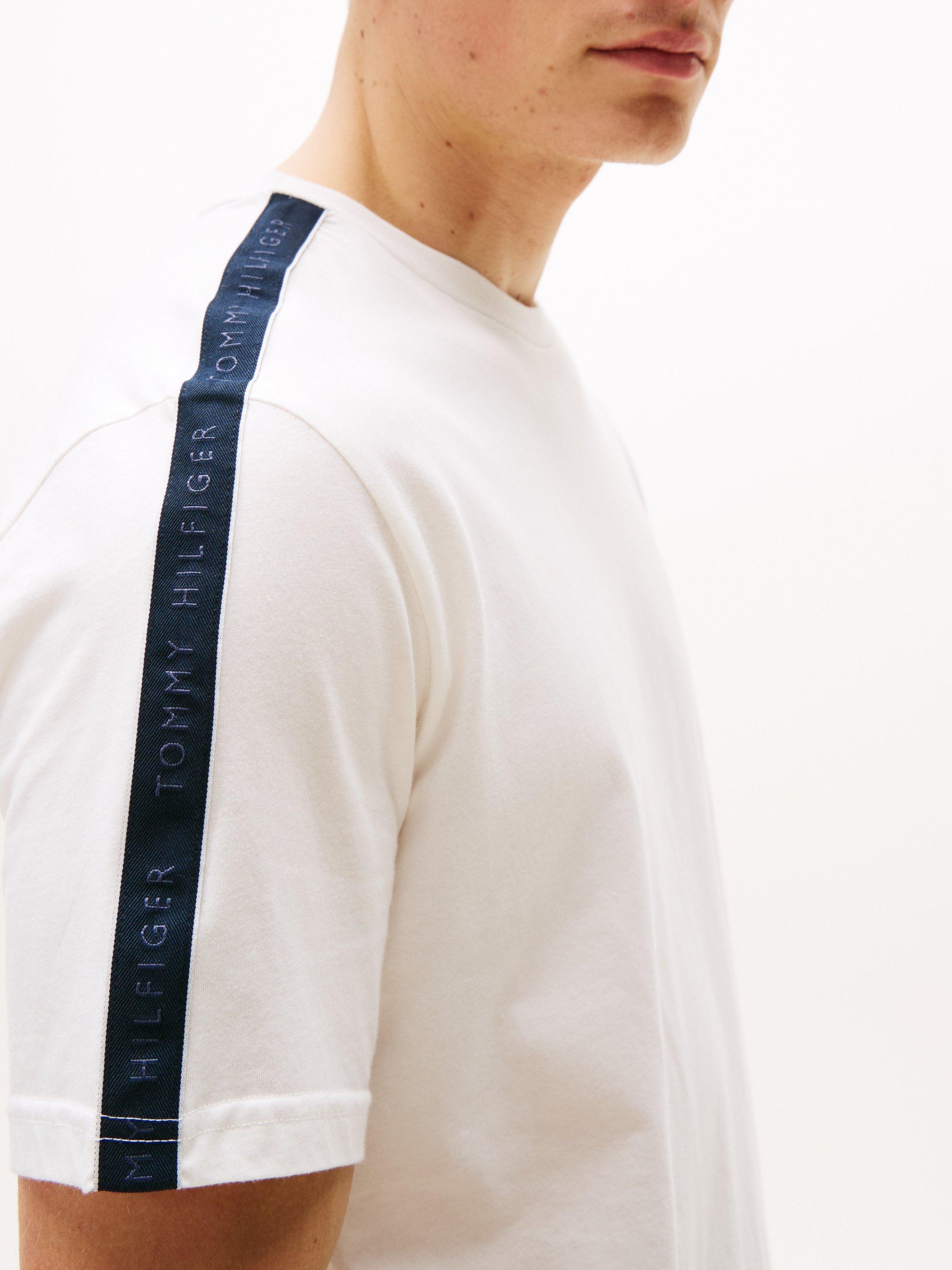 Product image 4 of 5, which shows Tommy Hilfiger Cotton Regular Fit Short Sleeve Logo T-Shirt, Ecru, S